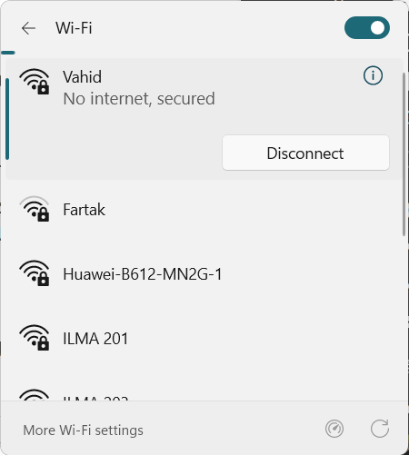 تصویر حالت no internet در ویندوز